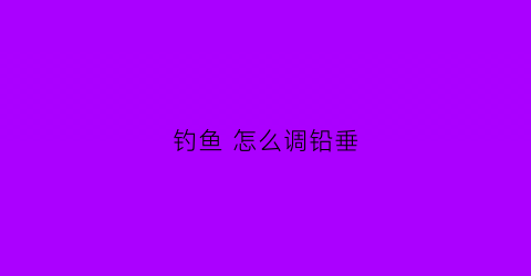 钓鱼怎么调铅垂(钓鱼怎么调铅垂钩)